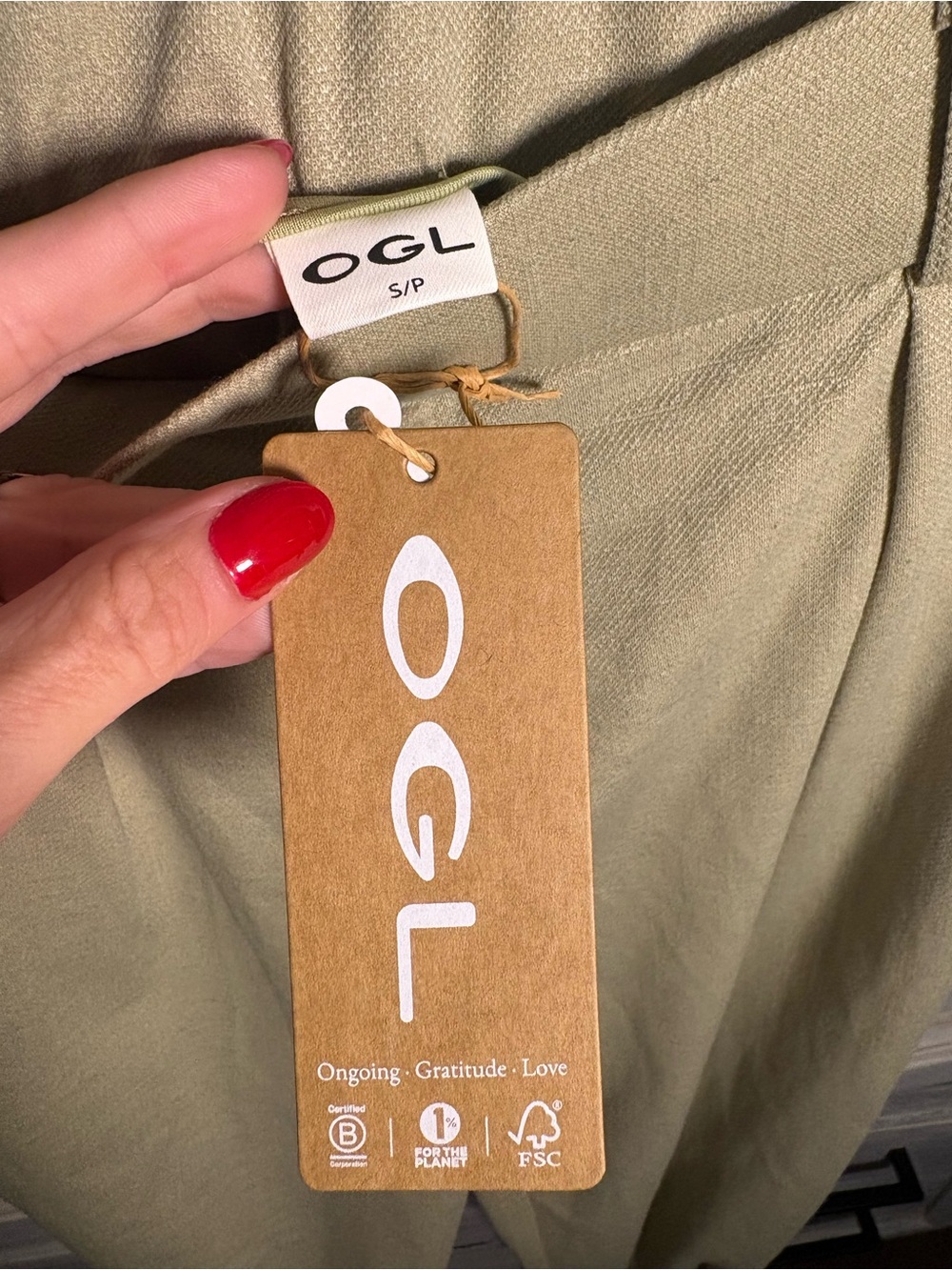 OGL Stretch Linen-Like Wrinkle-Resistant Tapered Pant Sage Green Tailored Office - Picture 11 of 14